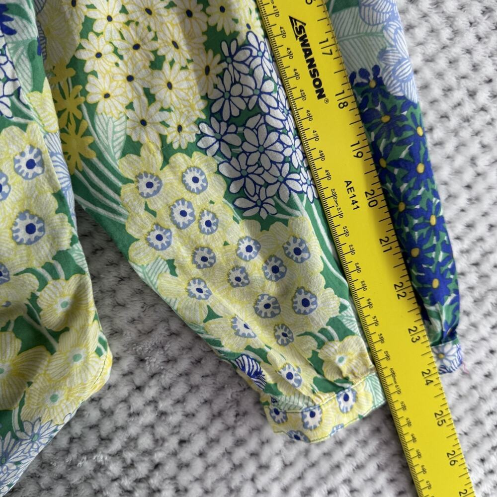 Talbots Top Womens Plus 3X Blue Spring Floral Popover Round Neck Long Sleeve - Picture 10 of 12